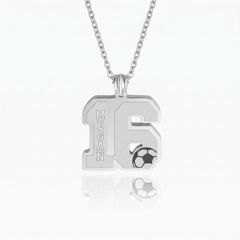 Custom Name Soccer Number Necklace