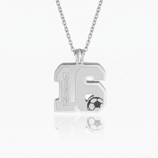 custom name soccer number necklace