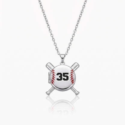 personalized baseball locket necklace