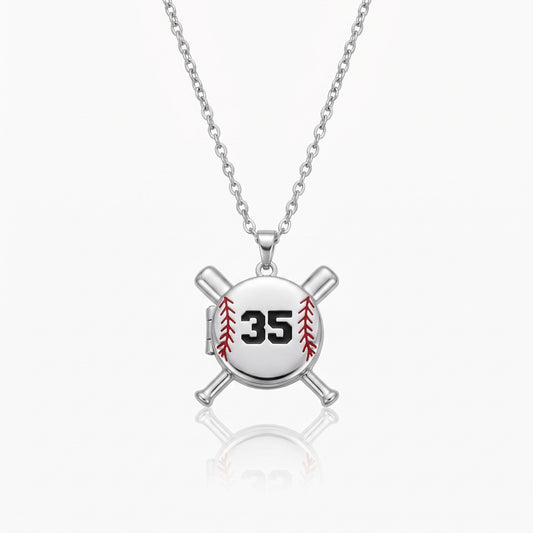 personalized baseball locket necklace