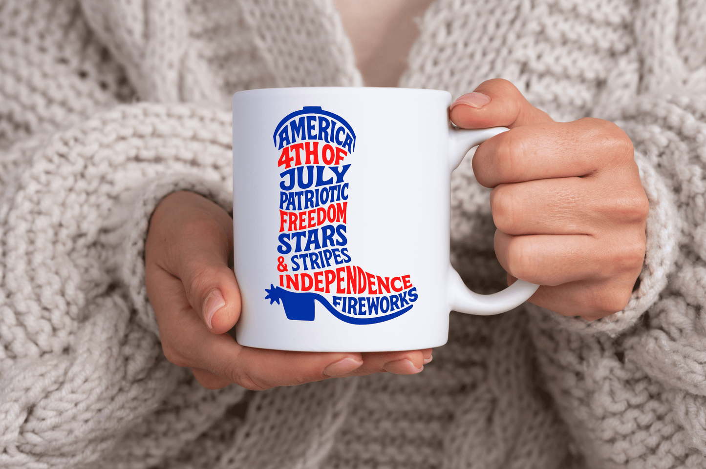 4th of July Cowboy Boot Words 11oz Ceramic Mug