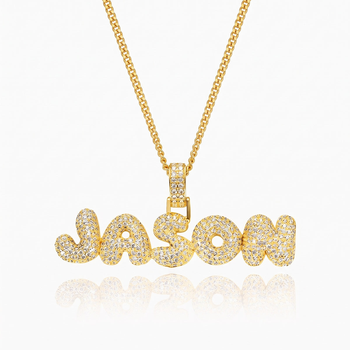personalized hiphop bubble letter name necklace