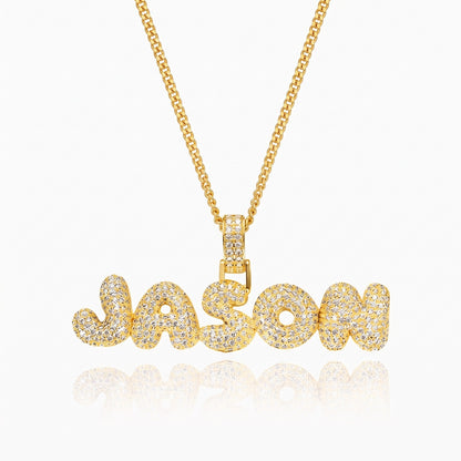 personalized hiphop bubble letter name necklace