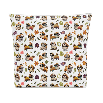 Shih Tzu Print Cotton Cosmetic Bag/Makeup Travel Pouch