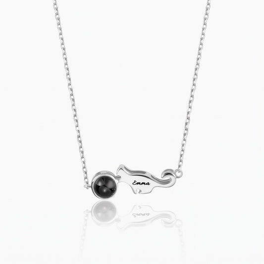 personalized projection cat necklace with picture