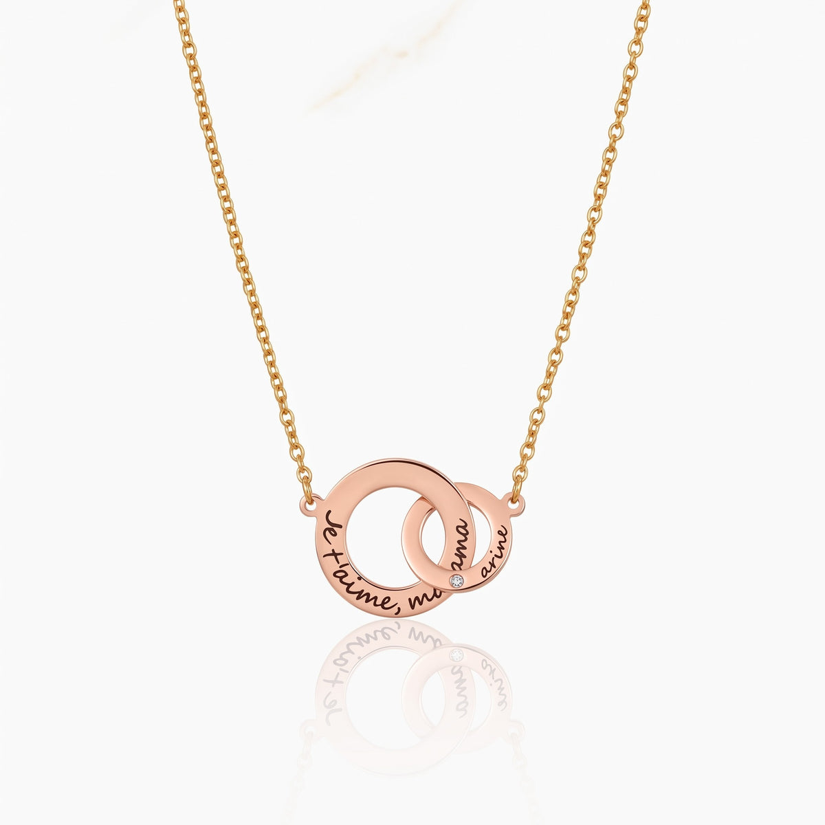 personalized name interlocking circle necklace