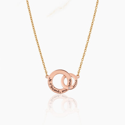 personalized name interlocking circle necklace