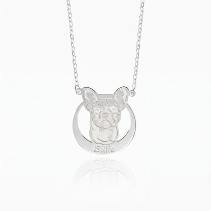 custom name pet portrait necklace