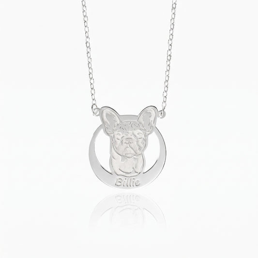 custom name pet portrait necklace