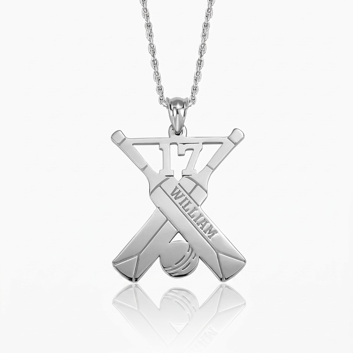 personalized cricket bat necklace