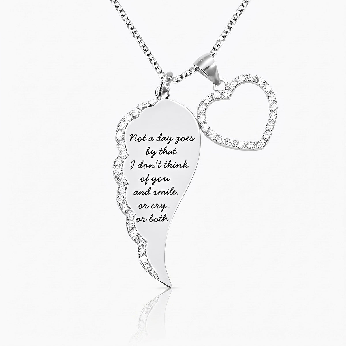 personalized angel wing heart necklace