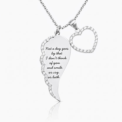 personalized angel wing heart necklace
