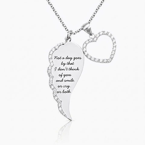 Personalized Angel Wing Heart Necklace