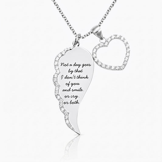 personalized angel wing heart necklace
