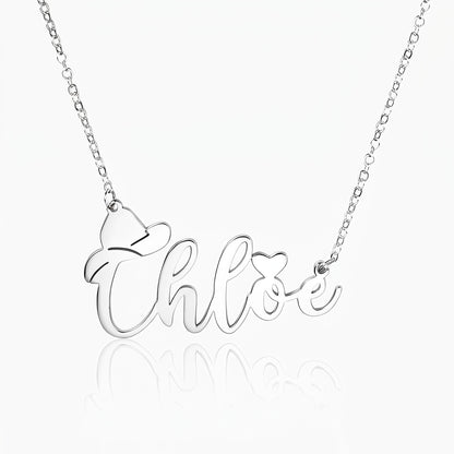 cowboy hat necklace with custom name