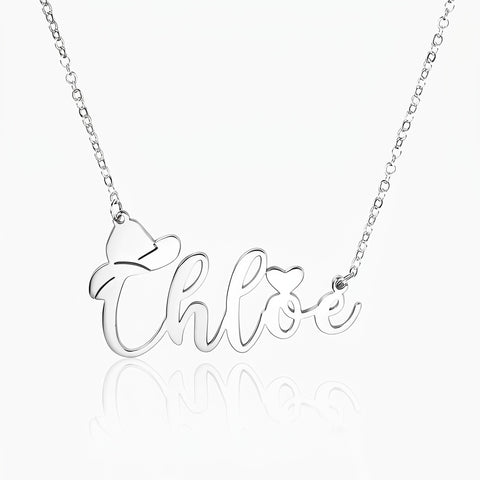 Cowboy Hat Necklace with Custom Name