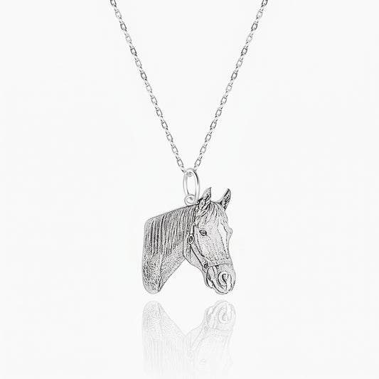 custom name horse portrait necklace