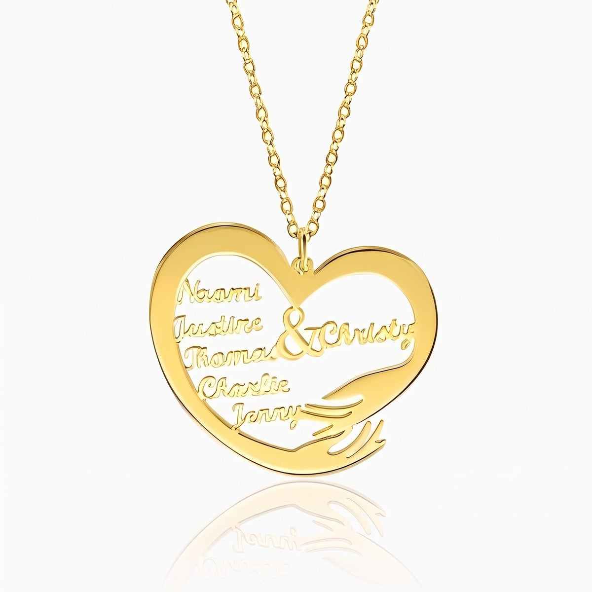 personalized names heart necklace