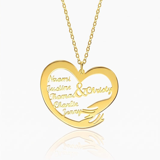 personalized names heart necklace