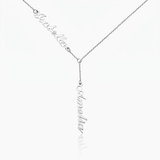 personalized two names y shaped necklace