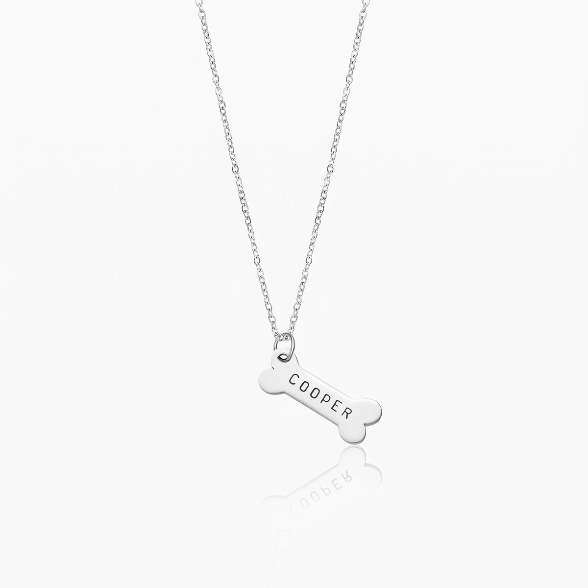 matching dog collar tag bone necklace with custom engraving