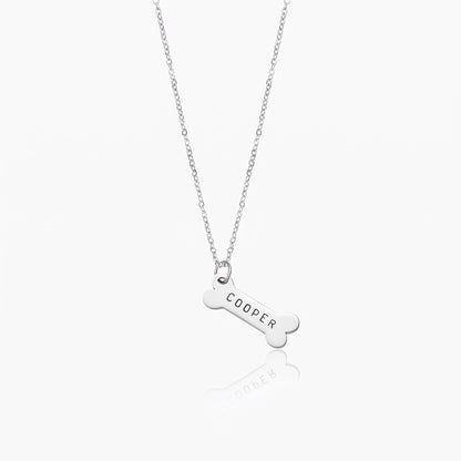 matching dog collar tag bone necklace with custom engraving