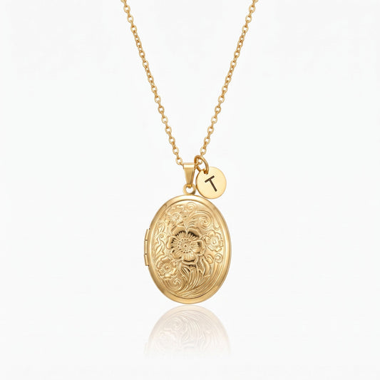 custom flower locket necklace