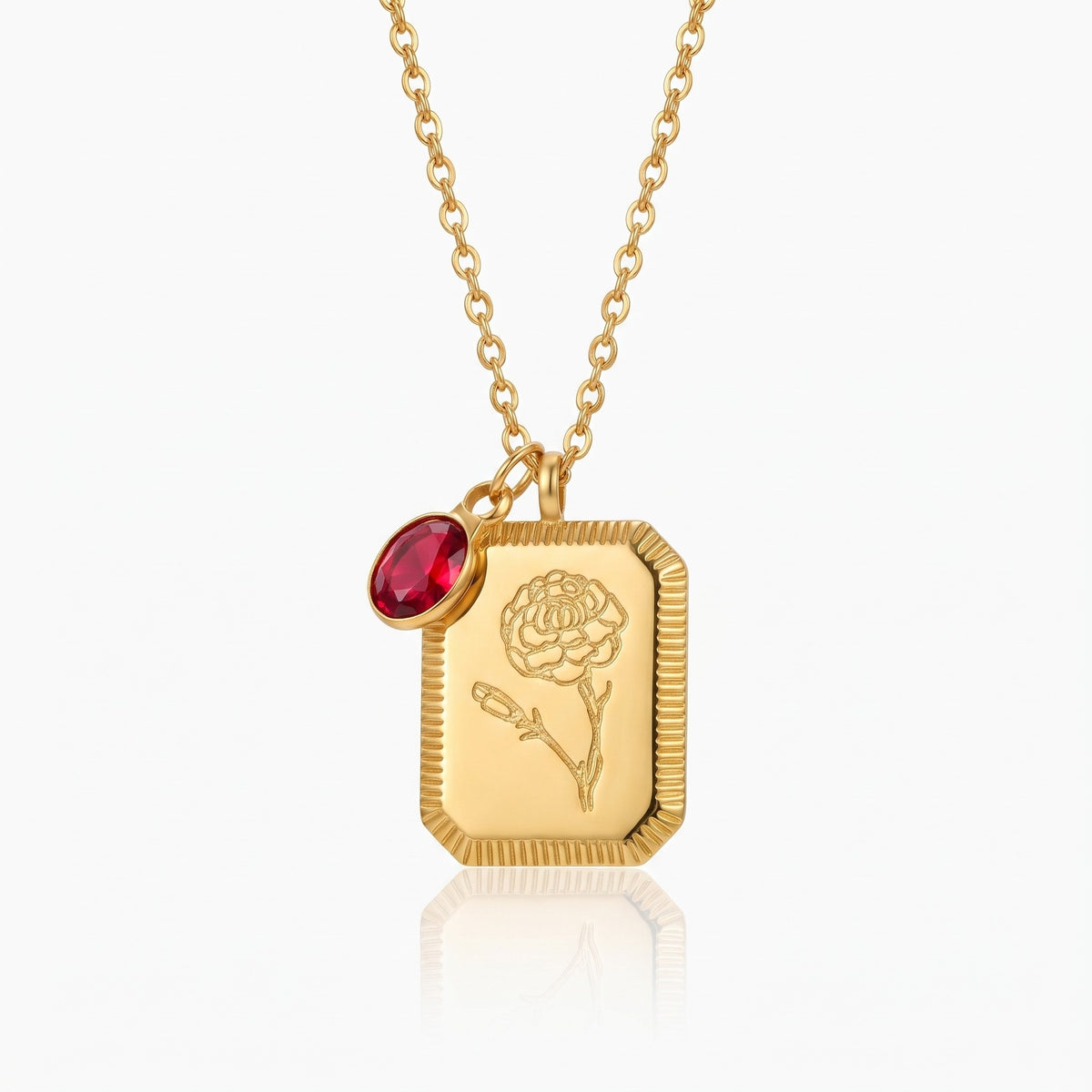 personalized gold vintage birth flower necklace