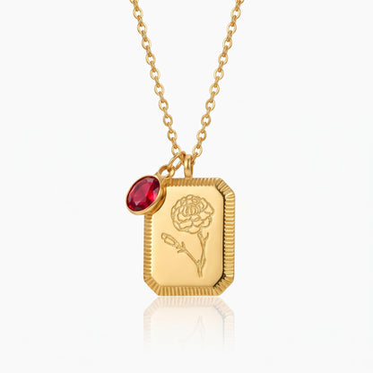 personalized gold vintage birth flower necklace