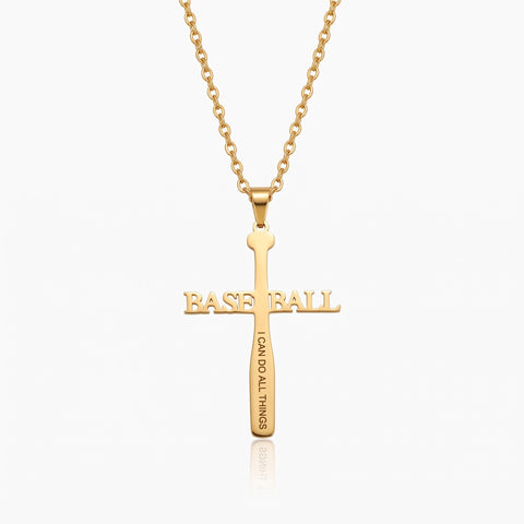 Softball/Baseball Cross Necklace with Custom Name