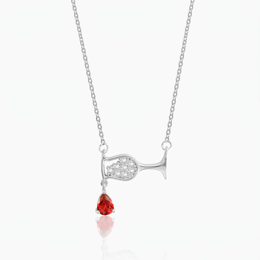 wine glass ruby birthstone necklace