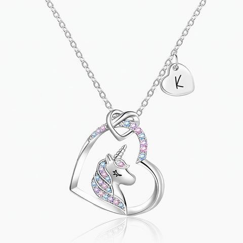 Hartketting met eenhoorn en initiaal