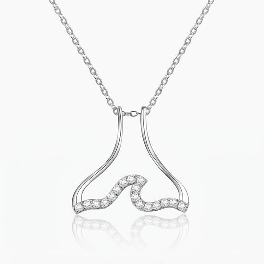wave ring holder necklace with zircona crystals