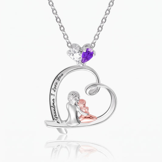 personalized mother and daughter heart necklace