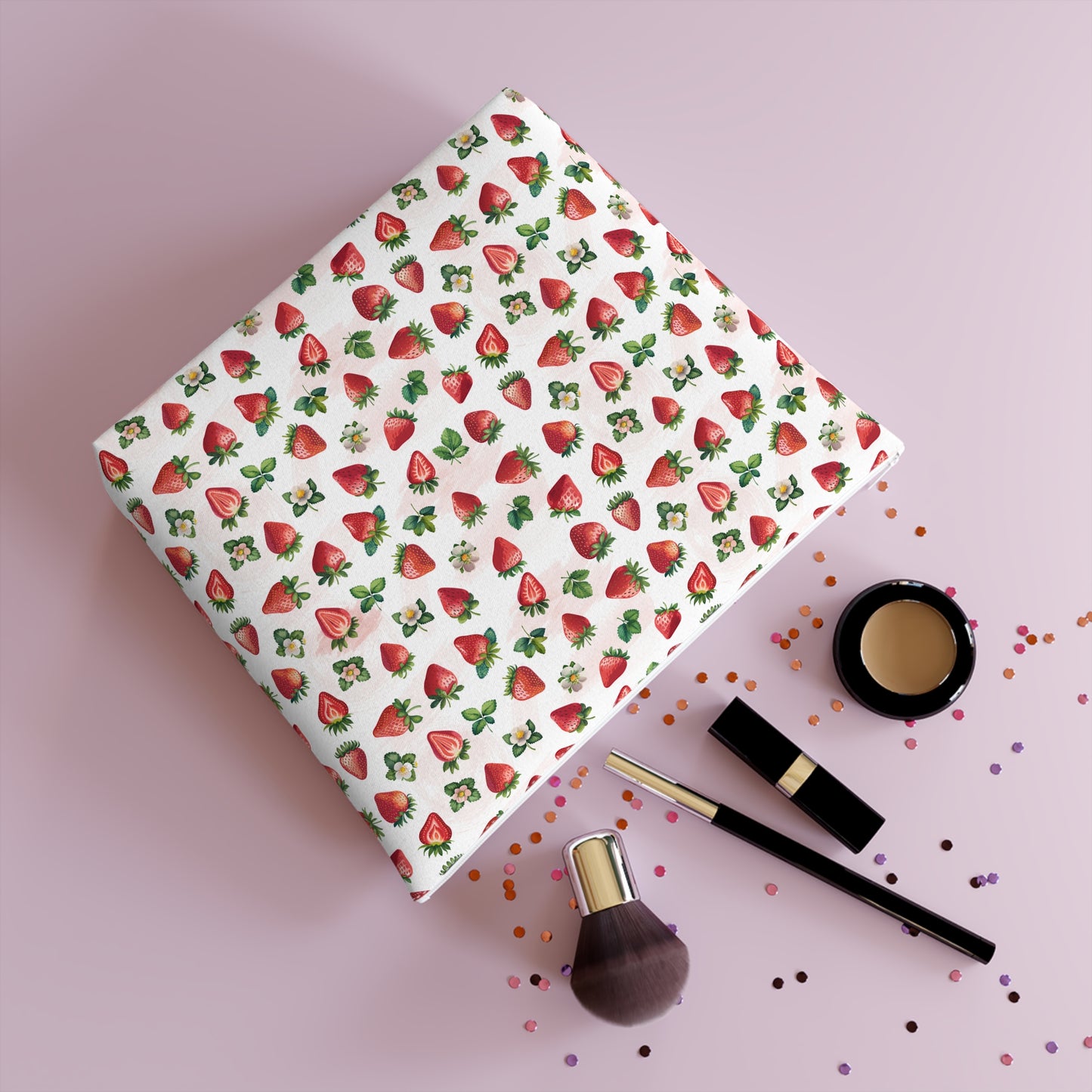 Strawberry Print Cotton Cosmetic Bag/Makeup Travel Pouch