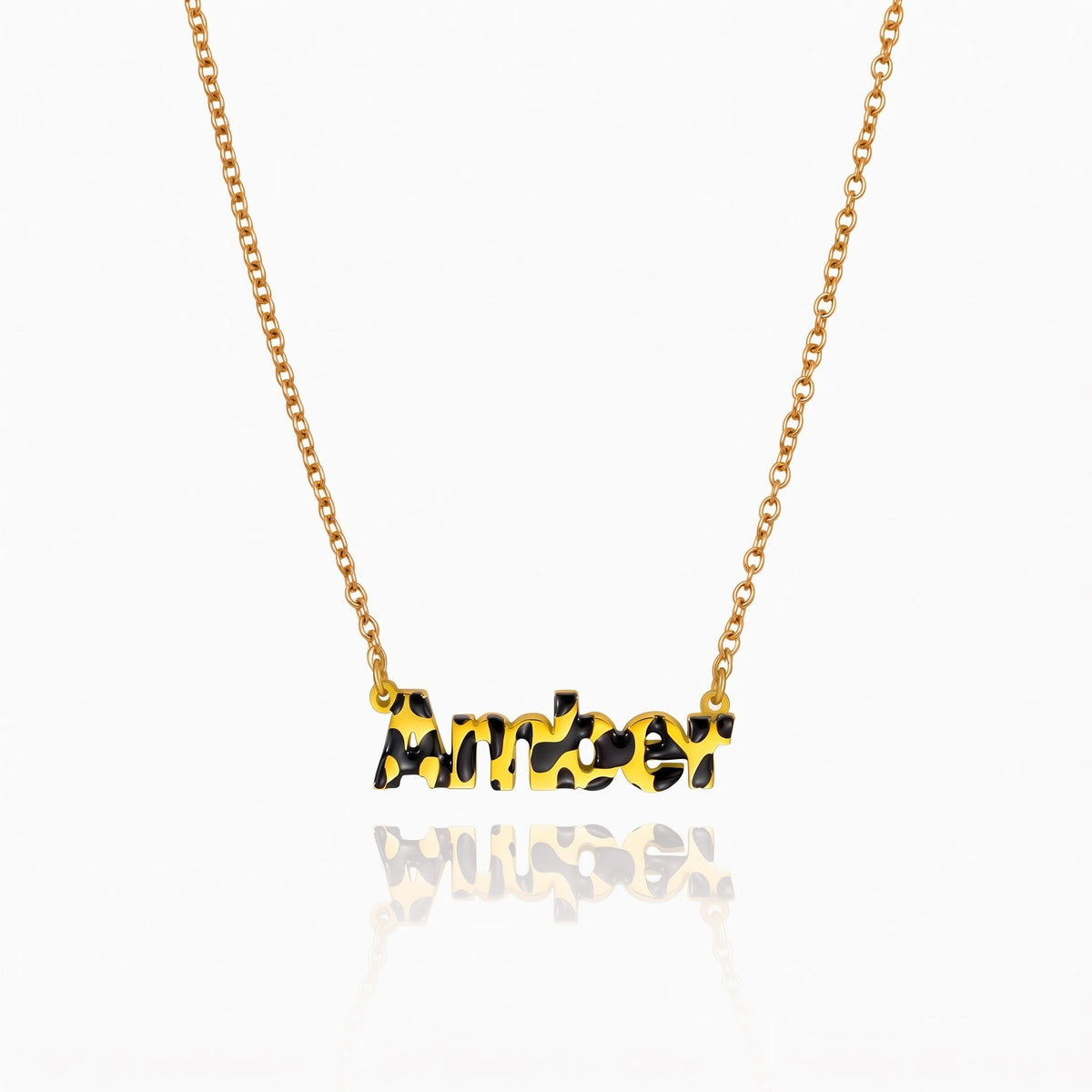 personalized leopard print name necklace