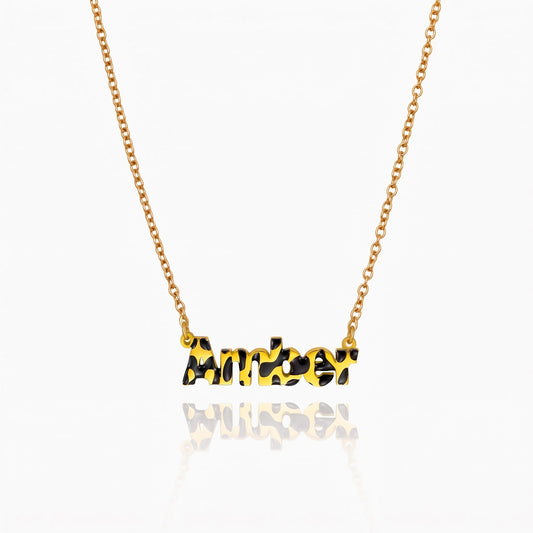 personalized leopard print name necklace