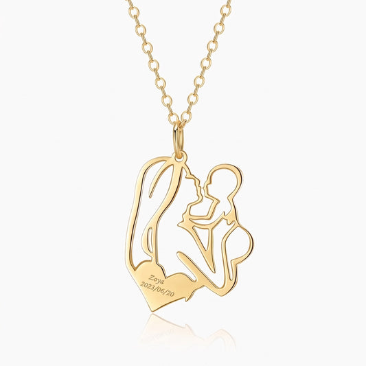 motherhood heart necklace with custom name