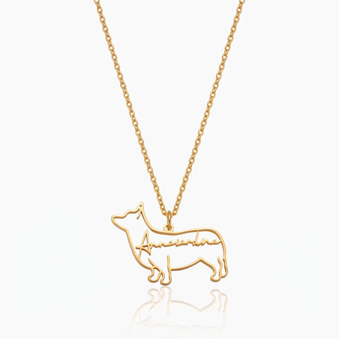 Dog/Cat Breed Silhouette Necklace with Pet Name