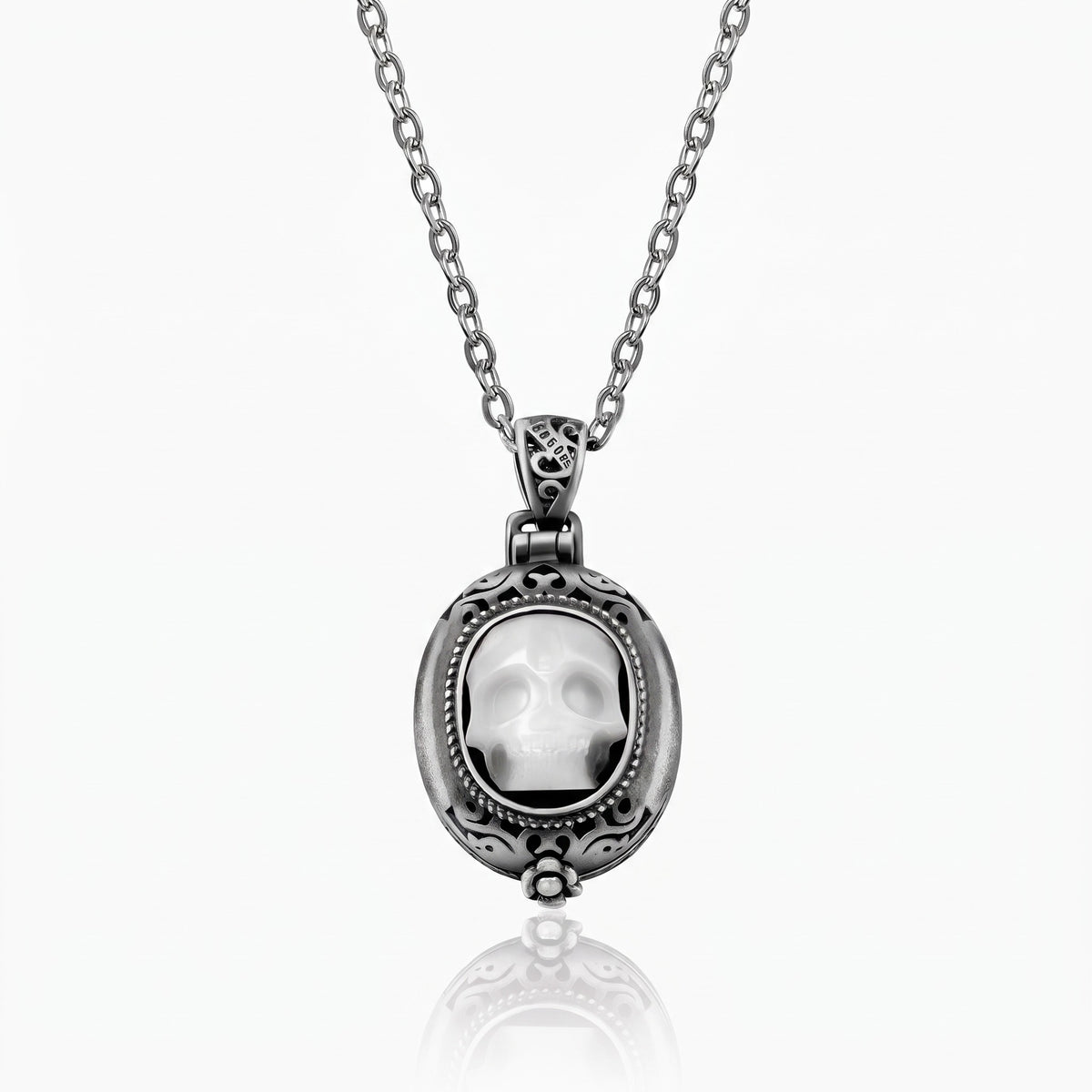 vintage gothic pearl skull necklace