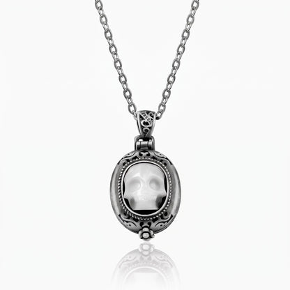 vintage gothic pearl skull necklace