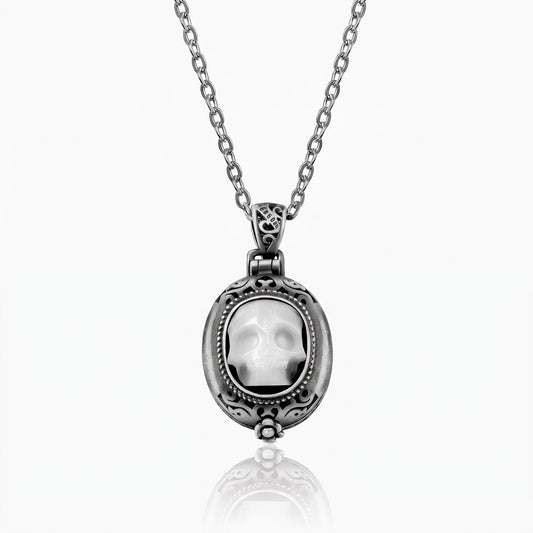 vintage gothic pearl skull necklace
