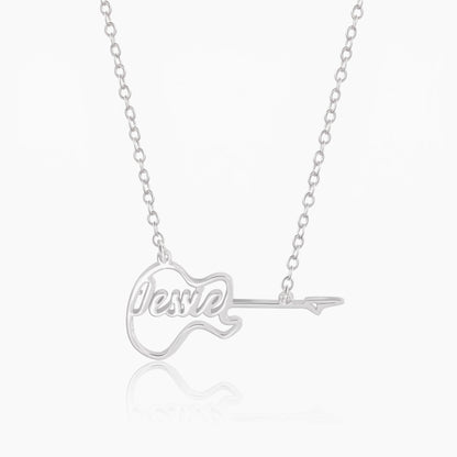electric guitar necklace custom name