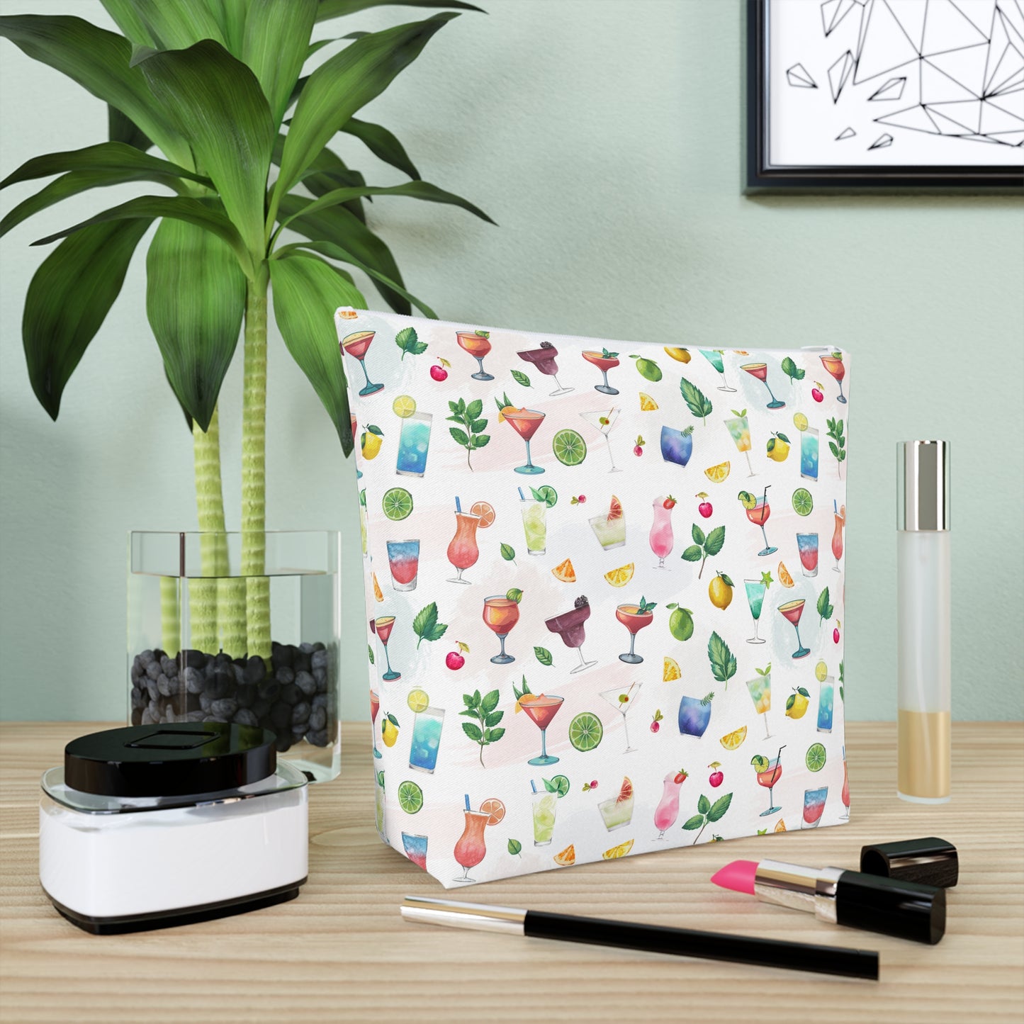 Cocktail Print Cotton Cosmetic Bag/Makeup Travel Pouch