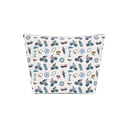 Mountain Biking Print Cotton Cosmetic Bag/Makeup Organizer & Travel Pouch