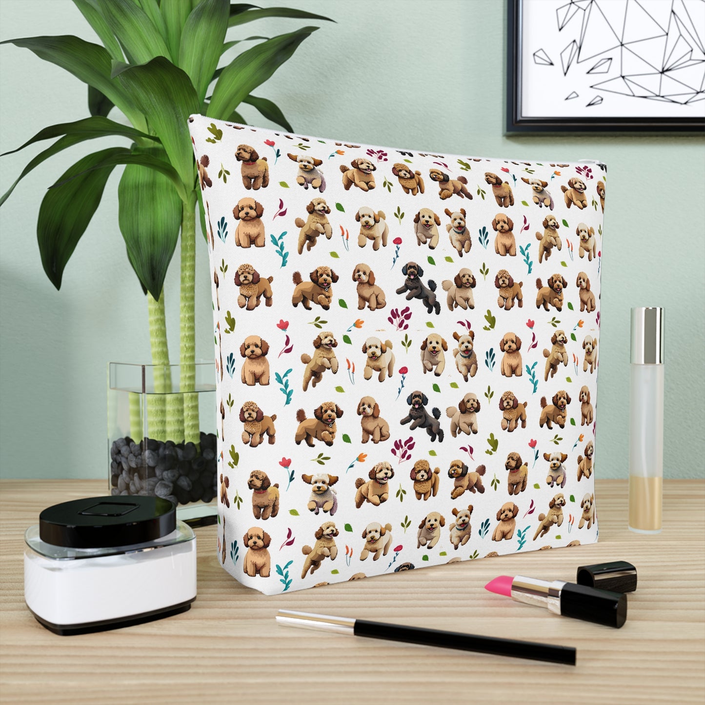 Cockapoo Print Cotton Cosmetic Bag/Makeup Travel Pouch