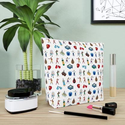 Boxing Print Cotton Cosmetic Bag/Makeup Organizer & Travel Pouch