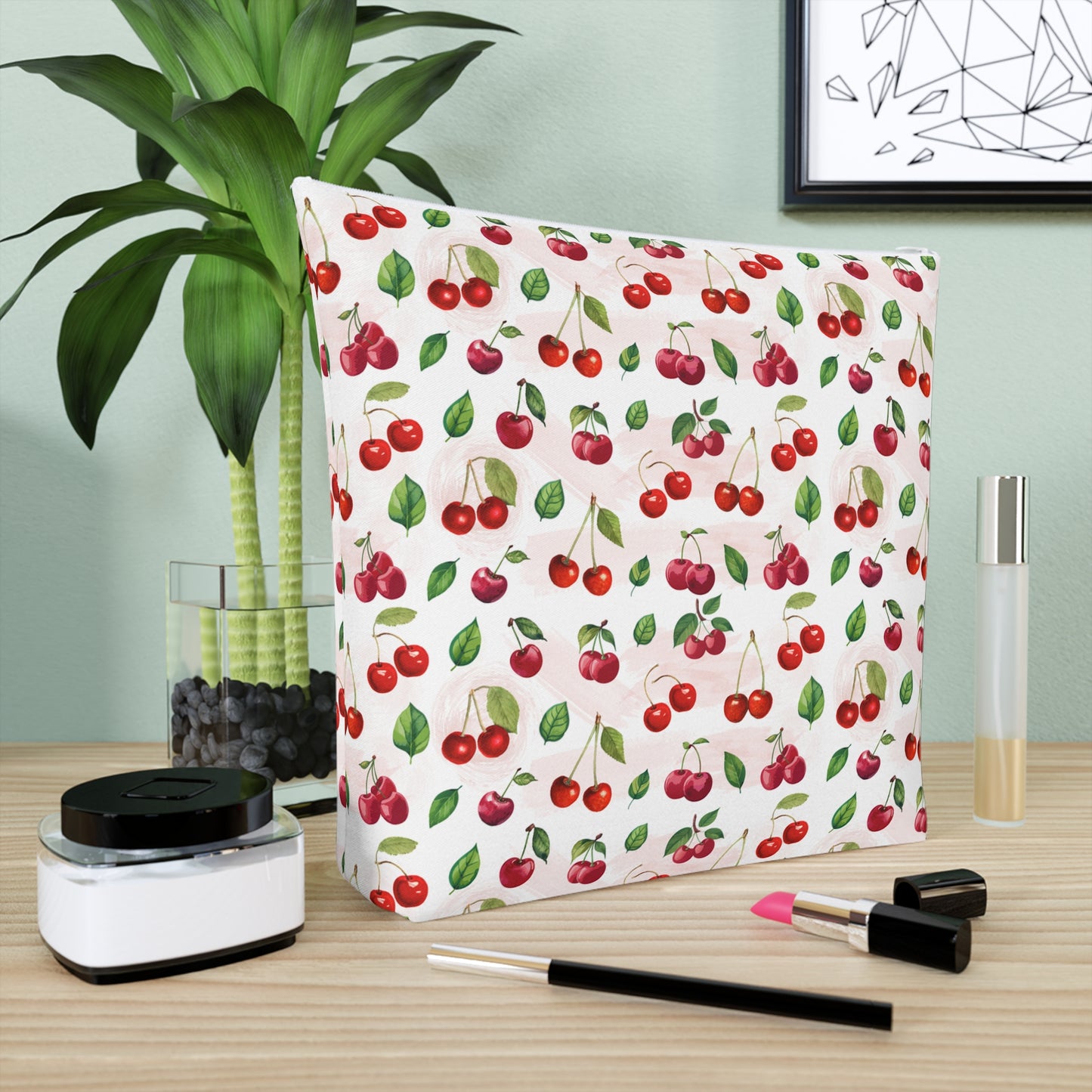 Cherry Print Cotton Cosmetic Bag/Makeup Travel Pouch