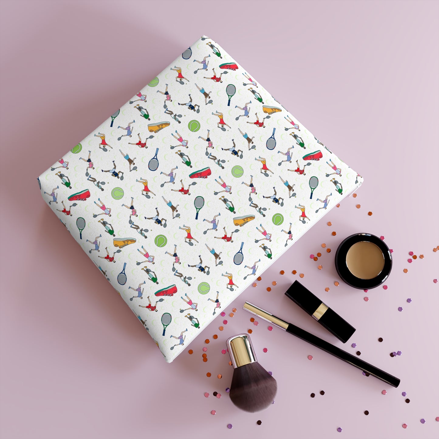 Tennis Print Cotton Cosmetic Bag/Makeup Organizer & Travel Pouch