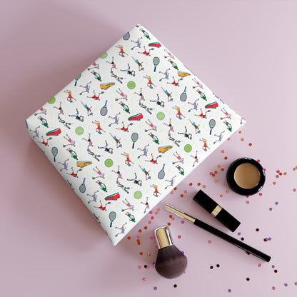 Tennis Print Cotton Cosmetic Bag/Makeup Organizer & Travel Pouch